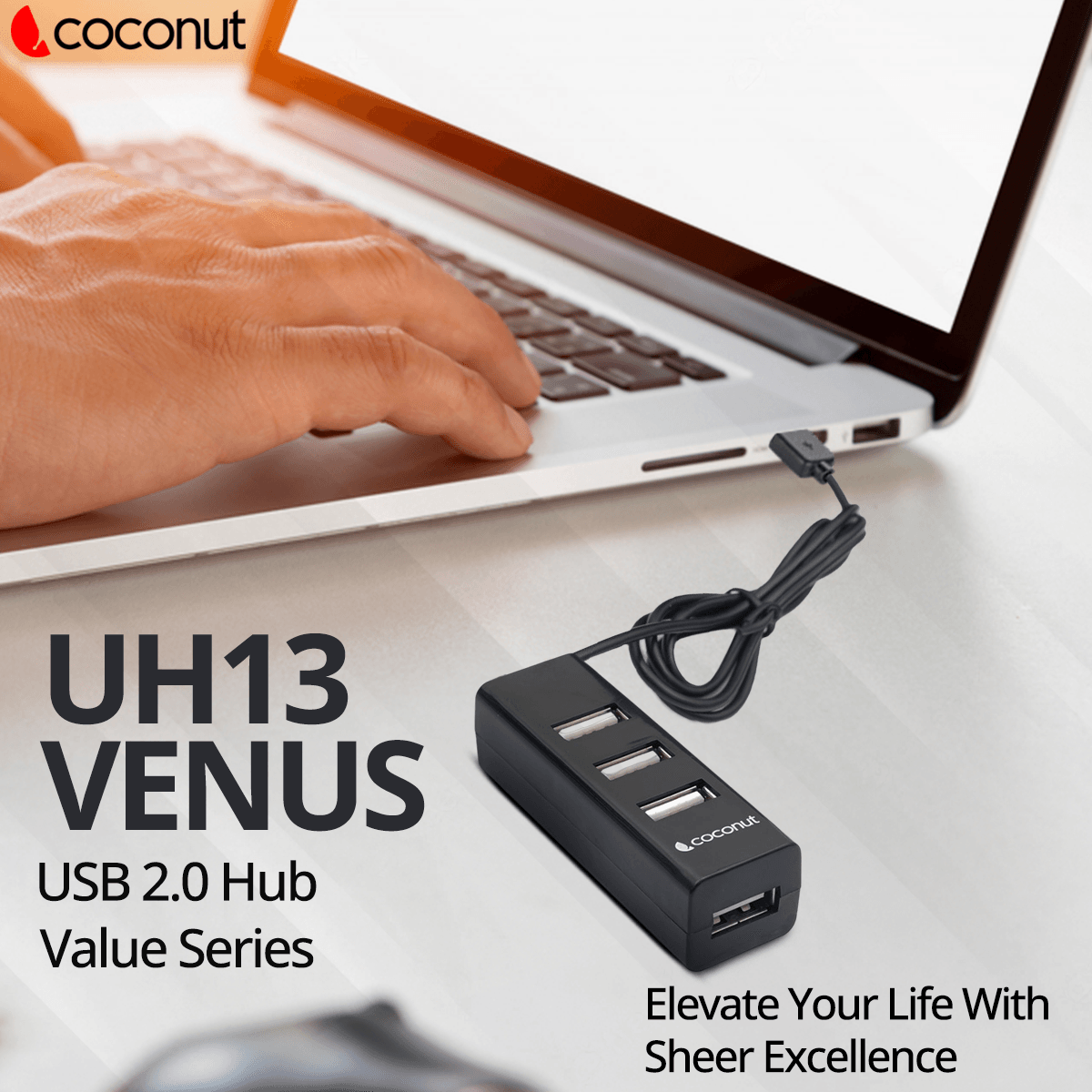 UH13 Venus 4-Port USB Hub with sleek design and compact build